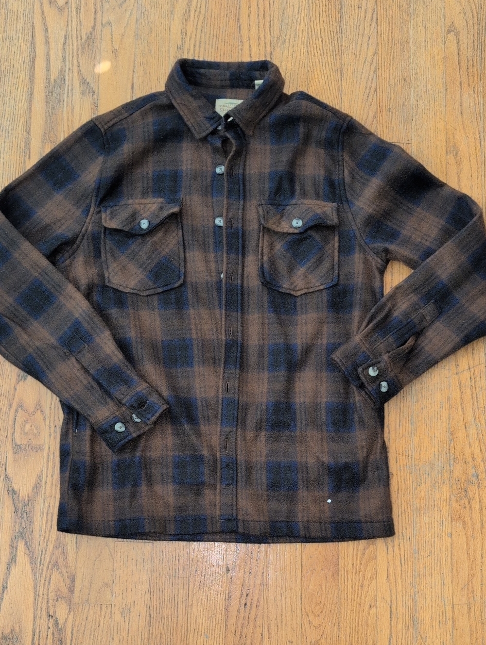 Men's Brown and Navy Plaid Lightweight Shirt Jacket